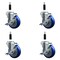 Service Caster 4'' Blue Poly Swivel 7/8'' Expanding Stem Caster Set with Brake, 4PK SCC-EX20S414-PPUB-BLUE-TLB-78-4 - alternate 1